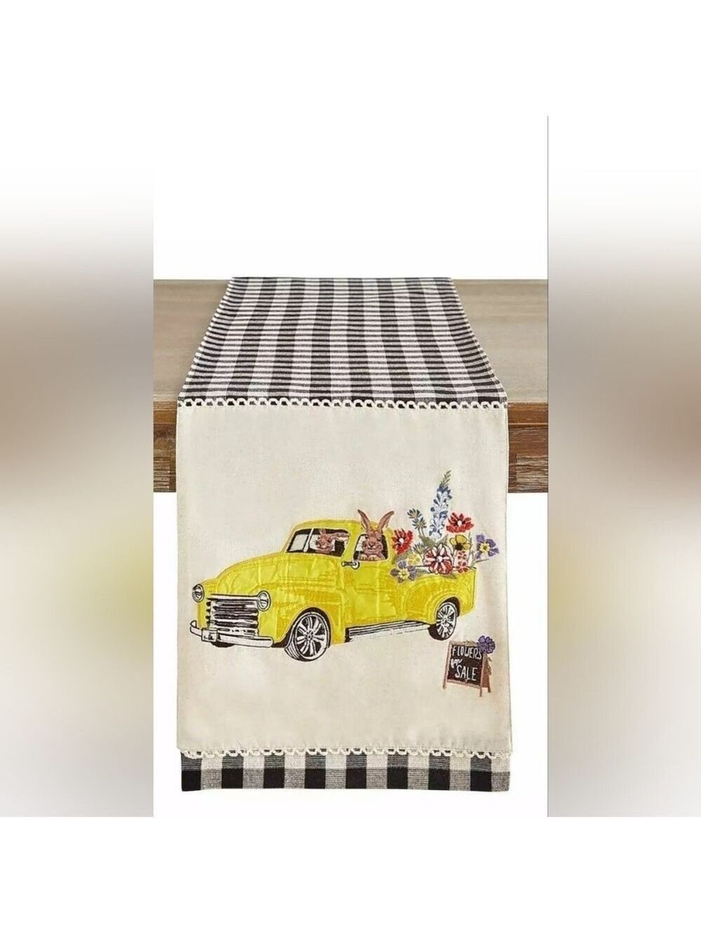 NWOTPier 1 Imports 72" Wildflower Collection Bunniesin Yellow Truck Table Runner